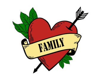 Tatuaje temporal de flecha de corazón familiar de larga duración amor lealtad