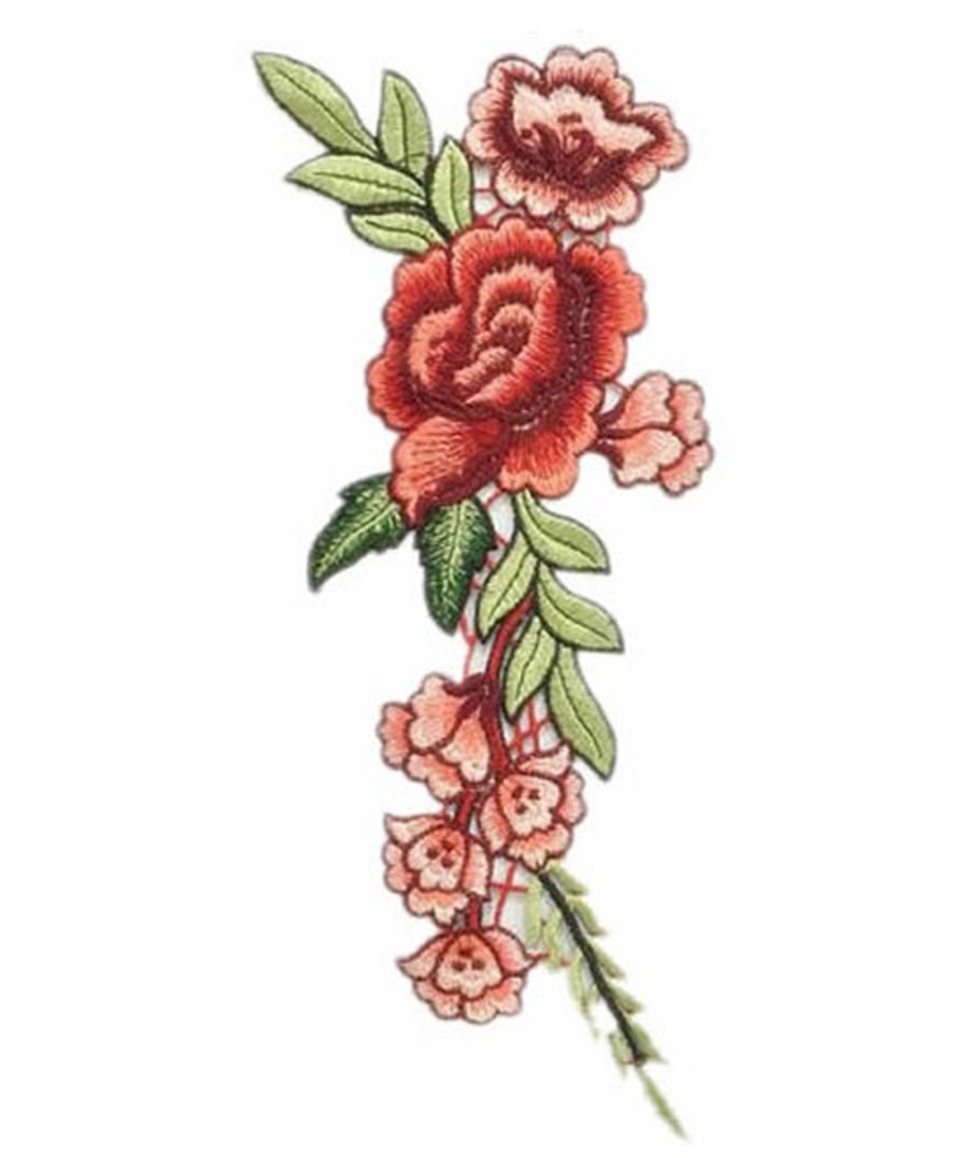 Large Floral Iron / Sew on Embroidered Patch Flower Badge Embroidery