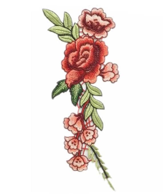 Rose Flower Embroidery Patch Set - DIY Sew Iron On Italy - Foto 11