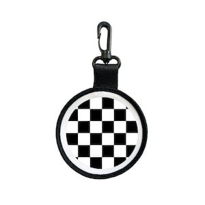 Chequered Flag Luggage Tag Pull Bag Key Ring Keyring Racing Race finish line
