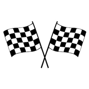 Set van 2 Racing Flags Iron op zeefdruk transfers voor stoffen machine wasbare afwerking lijn geruit vlag patch