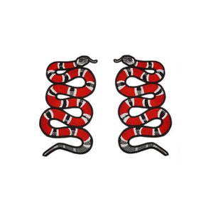 Coral Snake Iron / Sew On Embroidered Patch Badge Embroidery Motif transfer