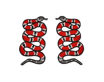 Coral Snake Iron / Sew On Embroidered Patch Badge Embroidery Motif transfer