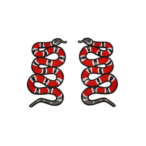 Coral Snake Iron / Sew On Embroidered Patch Badge Embroidery Motif transfer