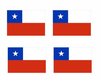 Set of 4 Chile Flag Iron on Screen Print Transfers for Fabrics Chilean Flag