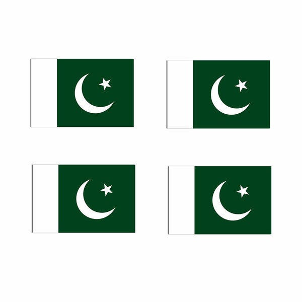 Set of 4 x Pakistan Flag Iron on Screen Print Transfers for Fabrics Machine Washable Pakistani Flag patch