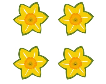 4 x Transferencias de planchado de narcisos para telas de Gales / flor nacional de Gales