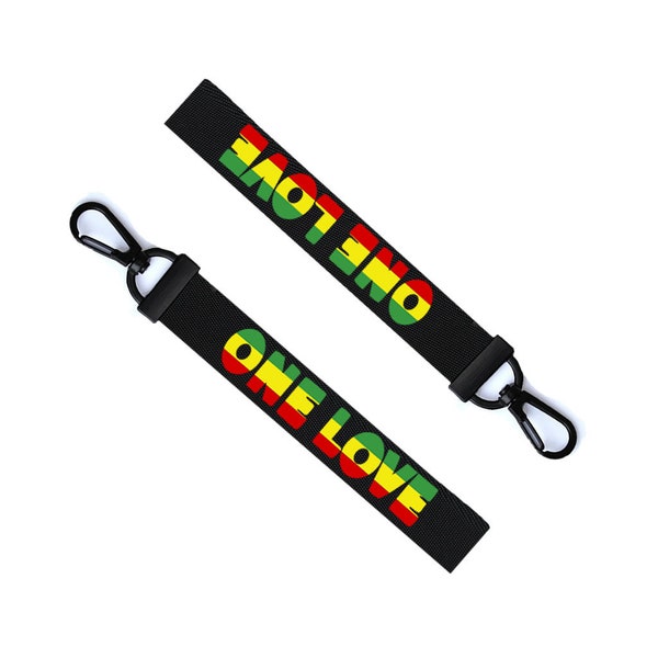 ONE LOVE Rasta Key Chain Keyring Luggage Tag Zipper Pull Bag Jamaican Flag Reggae Key Ring