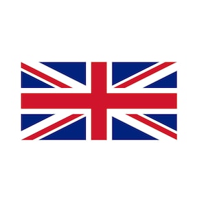May include: A red, white and blue flag with a large red cross in the centre. The flag is a symbol of the United Kingdom.