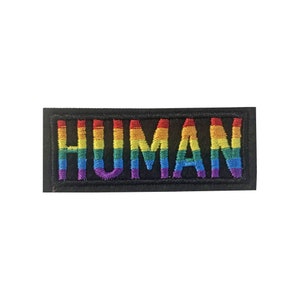 Human LGBT RAINBOW Embroidery Patch Iron on or Sew on Embroidered Motif Transfer lgbtq