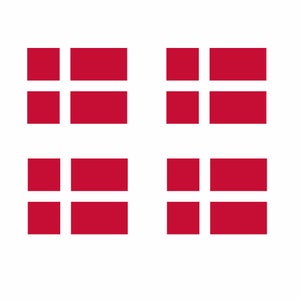 Set von 4 Dänemark Flagge Bügelbild Siebdruck Bügelbild für Stoffe Dänische Flagge