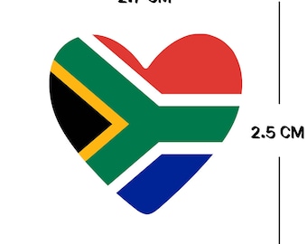 Set of 4 x South Africa Flag Heart Iron on Transfer for fabric South African