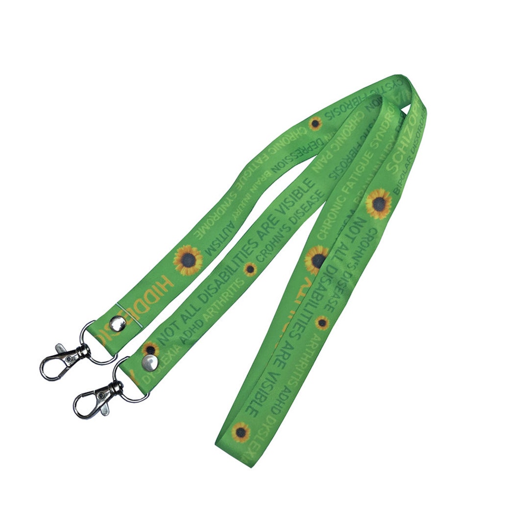 Hidden Disability DOUBLE CLIP Lanyard Neck Strap ID Holder Hidden