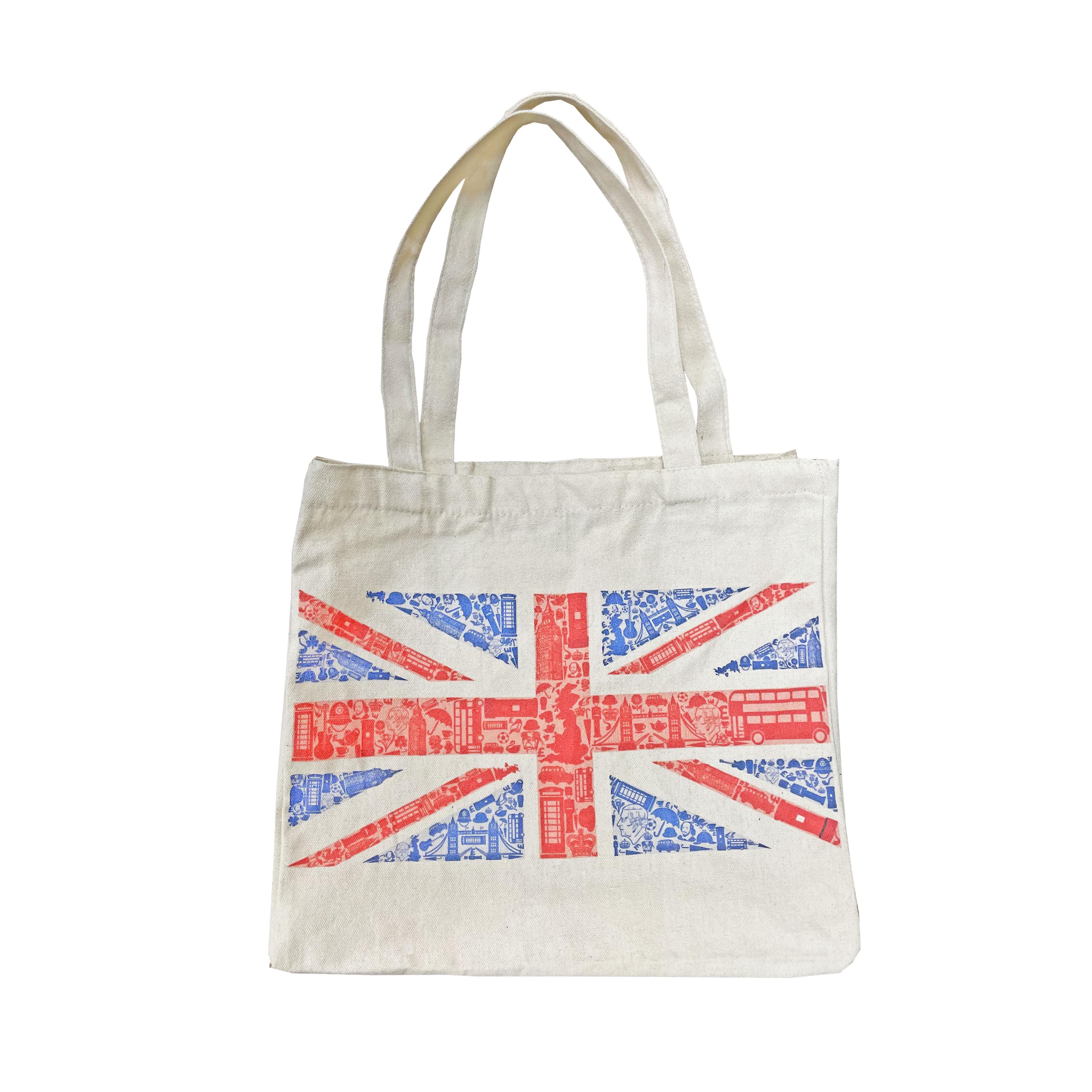Borsa tote in tela di cotone con bandiera INGHILTERRA 15 x 16 pollici Borsa per la spesa con radici familiari del patrimonio del paese inglese Orgoglio del paese inglese Borsa per libri - Italia