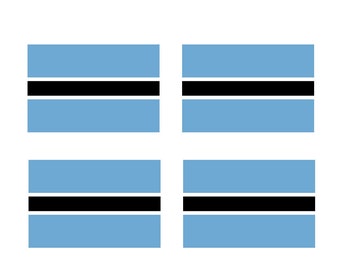 Set van 4 x Botswaanse vlag opstrijkbare zeefdruktransfer voor stof Machinewasbare Botswaanse vlag