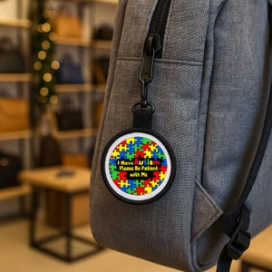 I have autism please be patient with me Tag Pull Bag Key Ring Keyring autistic