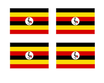 Set van 4 x Oegandese vlag opstrijkbare zeefdruk voor stof Machinewasbaar Overdracht Oegandese team