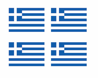 Set of 4 Greece Flag Iron on Screen Print Transfers for Fabrics Greek Flag