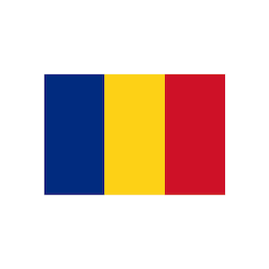 May include: The flag of Romania, featuring three vertical stripes: blue, yellow, and red.
