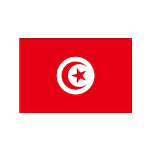 Peut inclure: Le drapeau de la Tunisie est rouge avec un cercle blanc au centre. Le cercle contient un croissant de lune blanc et une étoile blanche à cinq branches.