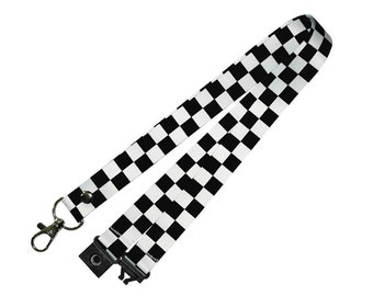 Chequered flag Lanyard - neck strap, ID holder Safety breakaway clip Racing