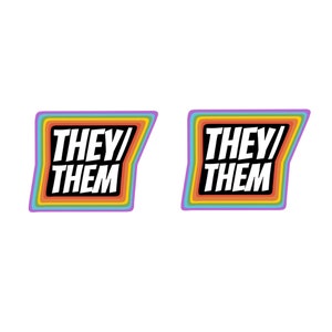 Set of 2 x They / Them pronouns Iron on Transfer for fabric gender identity