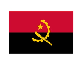 Ensemble de 2 x drapeau angolais Fer à repasser sur sérigraphie pour tissu Lavable en machine Transfert Angolan