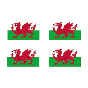 4 x Transferts sérigraphiés drapeau gallois pour tissus lavables en machine Patch drapeau du pays de Galles