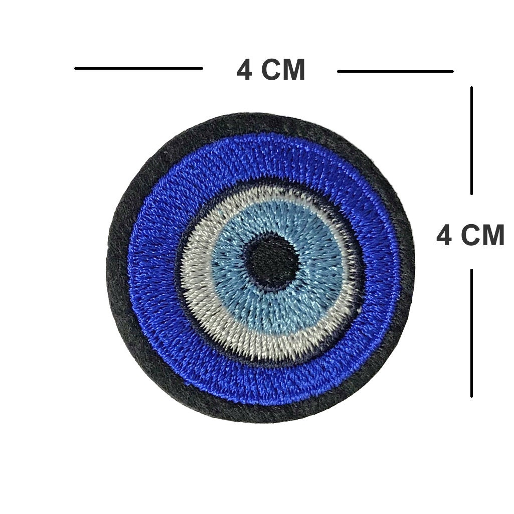 Lucky Evil Eye Patch, 3 inches - Hamsa Protection Amulet Blue Eye Jeans  Patch, Embroidered - Iron-On/Sew-On for Jacket, Jeans, Quilt, Backpack