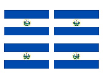 Set of 4 x El Salvador Flag Iron on Screen Print Transfers for Fabrics Machine Washable patch