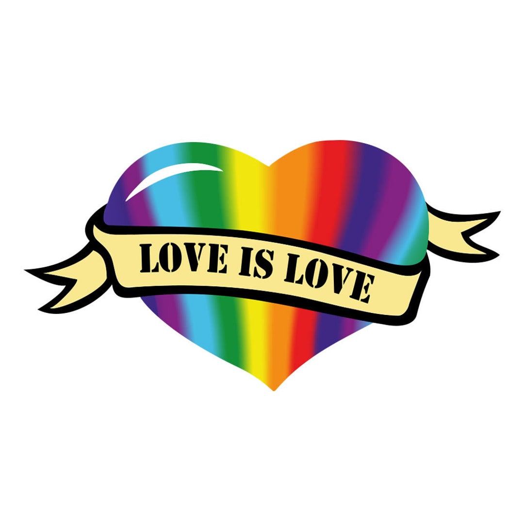 Love is Love Rainbow Heart Iron on Transfer for Fabric LGBTQ Gay Pride ...