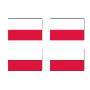 May include: Four rectangular images of the Polish flag, each with a white upper half and a red lower half. The flags are displayed against a white background.