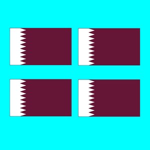 Puede incluir: Cuatro banderas de Qatar de color marrón y blanco. Las banderas están dispuestas en una cuadrícula de 2x2.