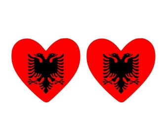 2 x  Albania Flag Heart Temporary Tattoo Albanian Team support