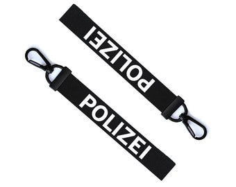 Anhänger POLIZEI mit Schlüsselring, Textil (125 x 35 mm), Schlüsselanhänger/  Schlüsselbänder, Geschenkartikel, Alle Kategorien