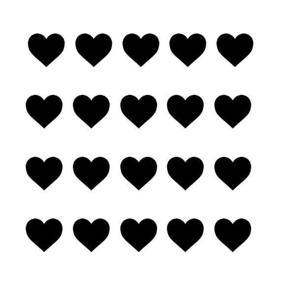 Set of 10 X Black Hearts Iron on Screen Print Transfers for Fabrics Machine Washable patch