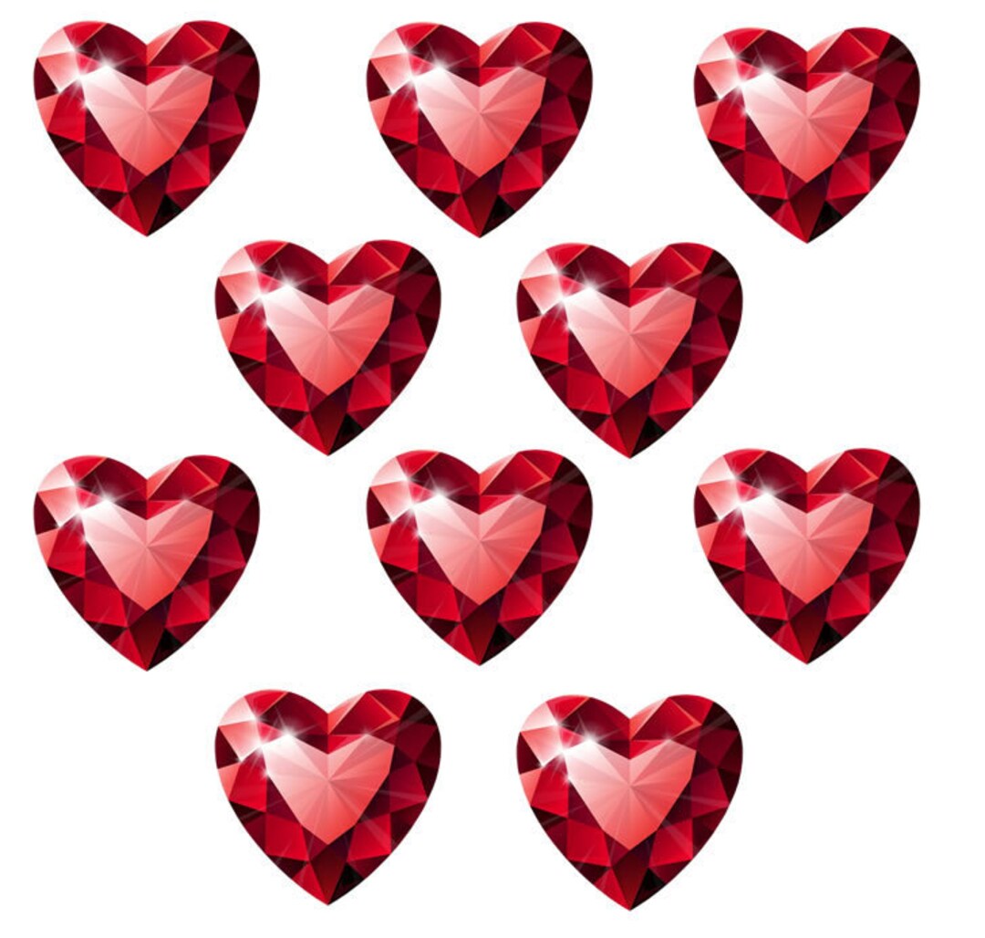 Red Heart Temporary Tattoos – Waterproof, Gem Stone Shape, 1.5cm, UK Made