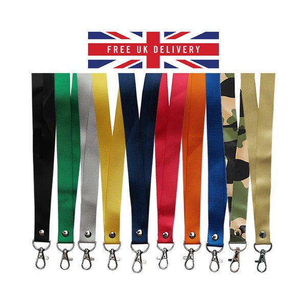 Plain Lanyard - neck strap, ID holder Safety Breakaway Clip UK Stock