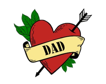 Papá Corazón Tatuaje Temporal papá amor Regalo del día del padre Padre