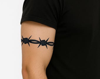 Set of 2 x Barbed Wire SEMI PERMANENT  Tattoo Waterproof Lasts 1 week  armband body art tattoo