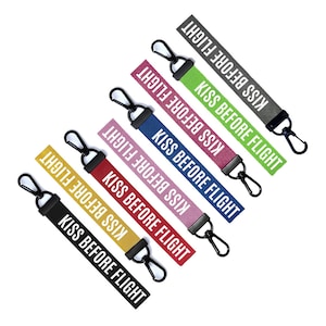 KISS BEFORE FLIGHT Chain Keyring Luggage Tag Zipper Pull Bag Key Ring