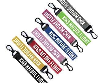 KISS BEFORE FLIGHT Chain Keyring Luggage Tag Zipper Pull Bag Key Ring