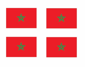 4 x MOROCCO Flag Iron on Screen Print Transfers for fabrics MOROCCAN