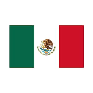 May include: The flag of Mexico, featuring a green, white and red horizontal triband with the Mexican coat of arms in the centre. The coat of arms depicts a golden eagle perched on a cactus, with a snake in its beak.