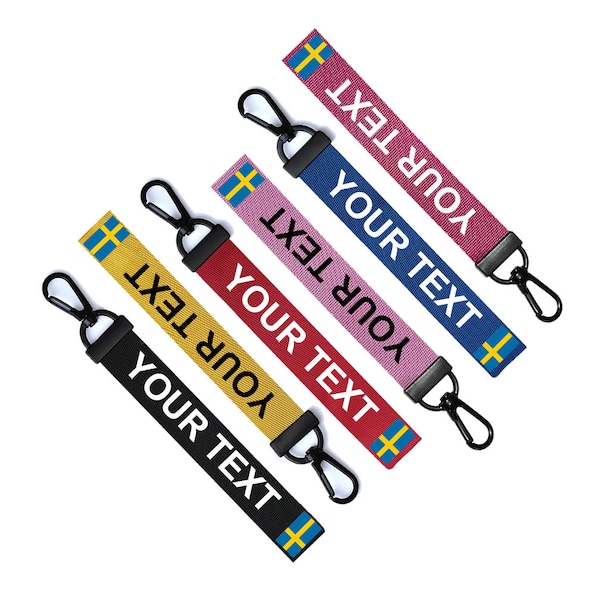 Personalised Swedish Flag Key Chain Keyring Luggage Tag Zipper Pull Bag Ring Key Ring Sweden