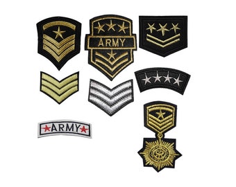 Army Iron / Sew On Embroidered Patch Badge Embroidery Military Motif transfer