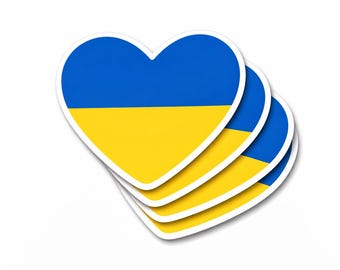 4 PACK Ukraine Flag heart waterproof Matte vinyl sticker Ukrainian Team
