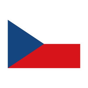 May include: The flag of the Czech Republic, featuring a white field with a blue triangle in the upper hoist corner and a red rectangle extending from the triangle to the fly.