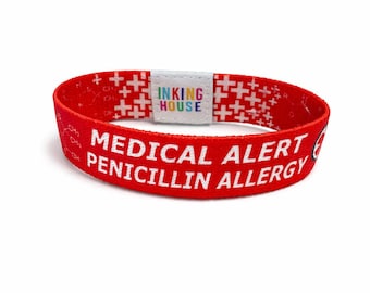 Penicillin Allergy Medical Alert Elastic Wrist Band Emergency hidden disability