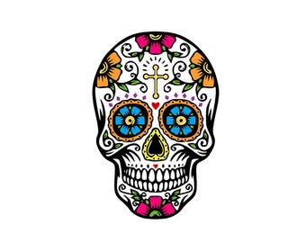 Set of 2 x Sugar Skull Temporary Tattoo Waterproof Day of the dead Calavera All Souls' Day